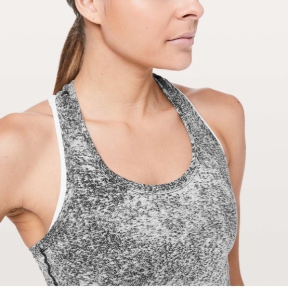 Lululemon Cool Racerback II Luon Spray Jacquard White Black - Picture 5 of 14